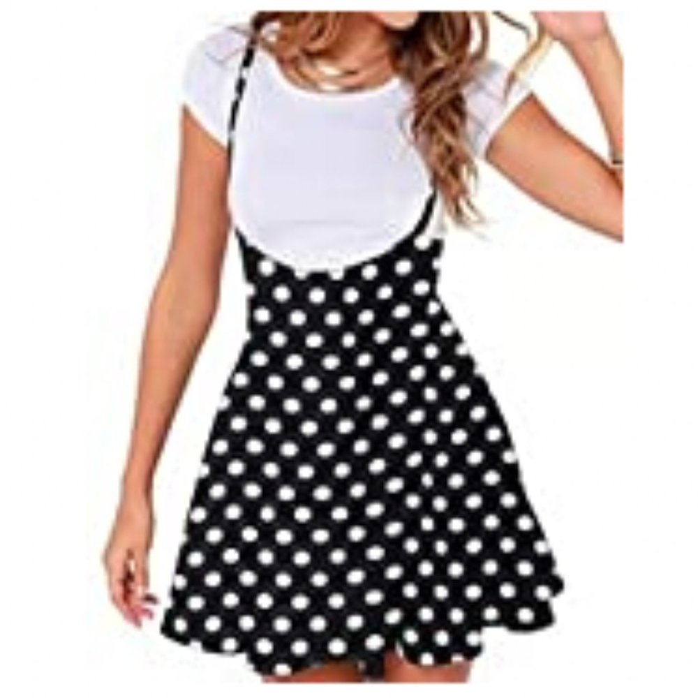 Polka Dot Suspender Skater Skirt / Overall Dress
